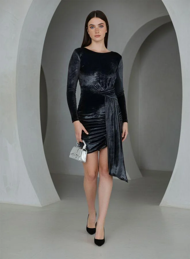 Freehand  Women Fitted Solid Round Neck Full Sleeves Bodycon Dress for Women | Best Price UAE